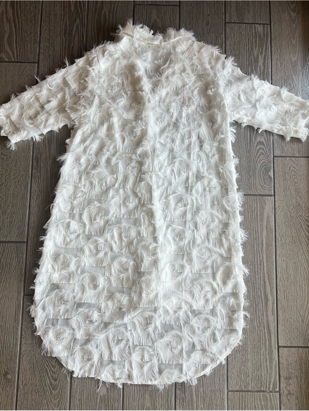 White Feathered Women's Swim Suit Cover-Up Dress NWOT Size Small - Picture 12 of 14